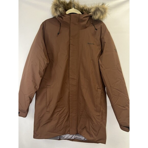 Moosejaw Down Parka Men's Hooded Fur Lined Mid-Length Snow Jacket Coat - Picture 3 of 14